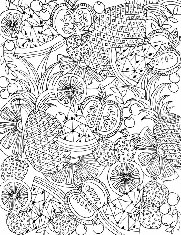 الرسم للون وطباعة أنماط الفاكهة موسم الصيف الأناناس شرائح البطيخ ليمون أوراق التفاح الفراولة الرمان
