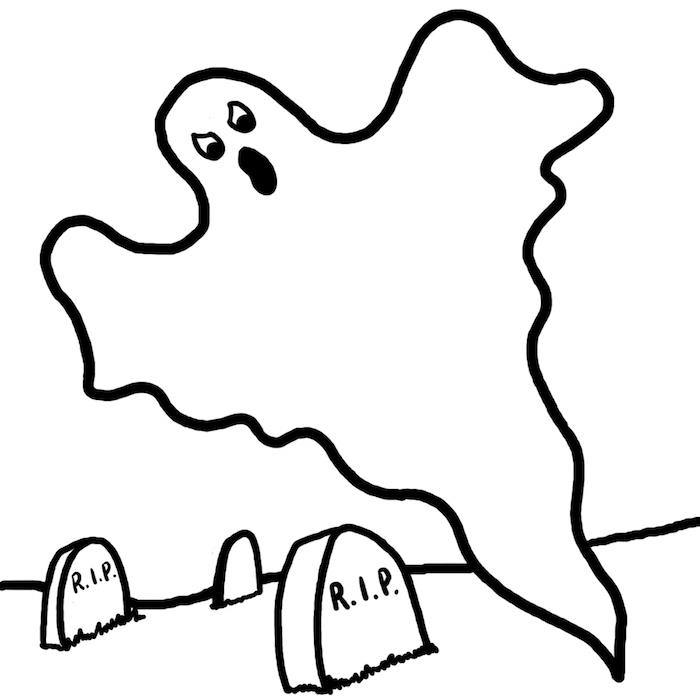 hur man ritar ett spöke på kyrkogården lätt för barn att måla halloween -aktivitet