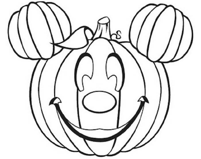 ritning för halloween söt pumpa med smiley mickey's head svartvitt färg