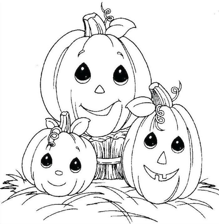 ritar söt pumpafamilj med mamma och barn för färgning för halloween