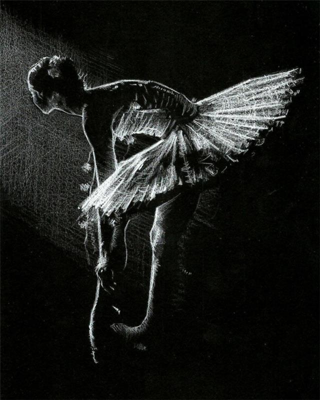 Rita porträtt kvinna svartvitt foto av enkel teckning för att göra ballerina