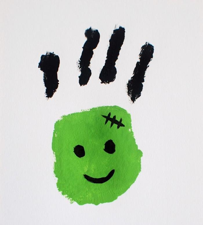 enkel ritning med handtryck barn manuell aktivitet dagis halloween diy lätt kort