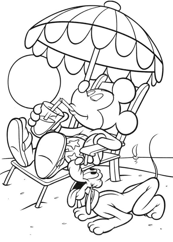 رسم سهل للأطفال صفحات تلوين ديزني مظلة الشمس المتسكع مظلة الشمس المجمدة الشراب الصيفي الكلب ميكي ماوس صفحات التلوين