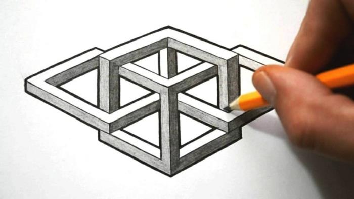 Linjal ritning geometrisk form ritning bild ganska optisk illusion
