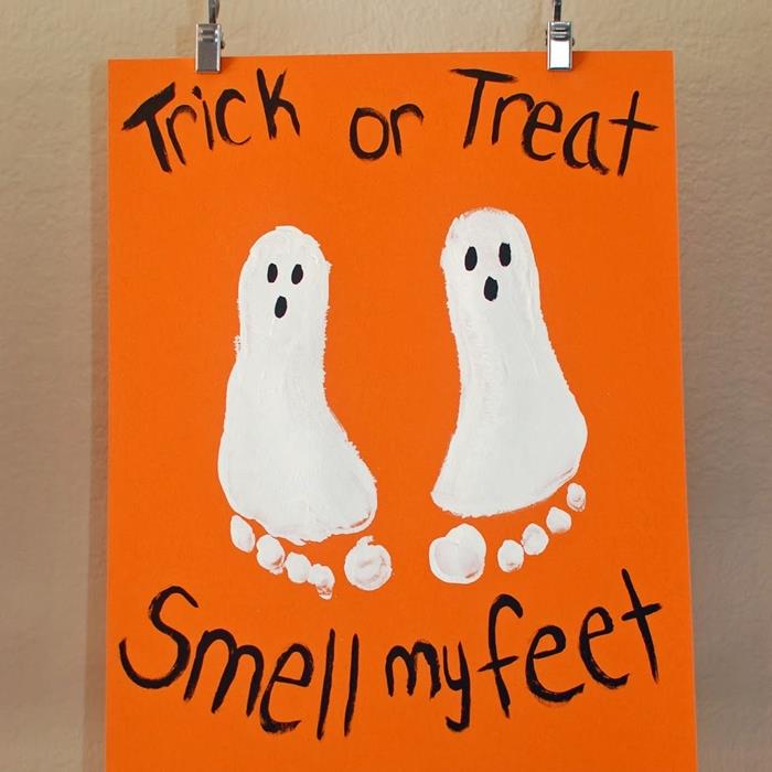 halloween ritning lätt att göra barns skapande glada halloween kort hemlagat papper orange monster halloween