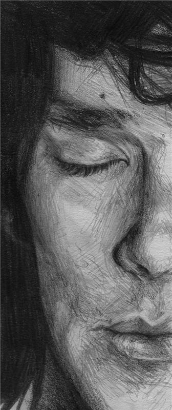 Svartvitt ritbräda vit penna ritning på svart papper Benedict Cumberbadge svartvitt teckning