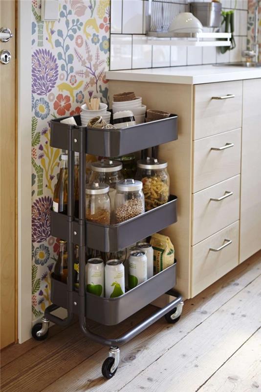 ikea räskog vozík premenený na funkčnú kuchynskú linku