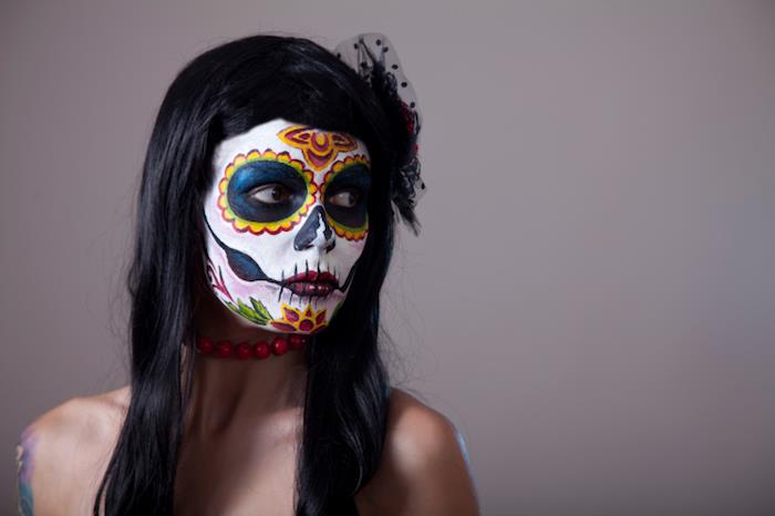 Mexikansk skelett makeup kvinna för dia de los muertos mexico
