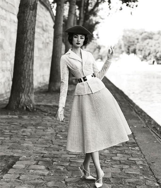 نموذج Dior من مجموعة New Look 50s ، كيفية ارتداء الملابس ، واختيار الفستان الكلاسيكي الخمسينيات ، وكيفية تبني الأسلوب