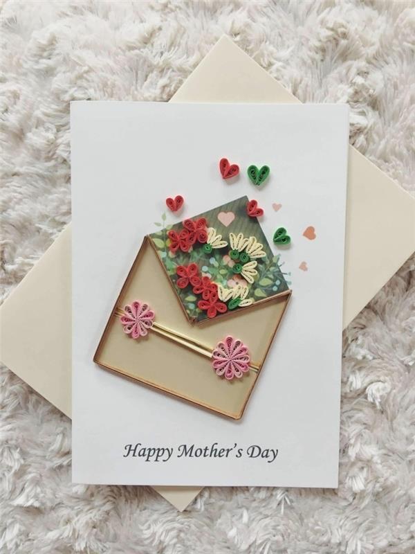 DIY Deň matiek karty umenie ľahké DIY darčekový papier ľahké quilling kvetinové karty