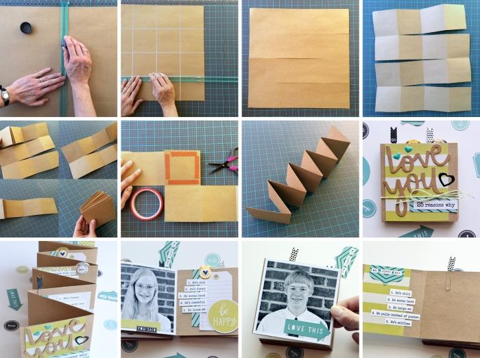 hur man gör ett dragspelskort av papper, farsdagspresentidé att göra med barns meddelanden och foton