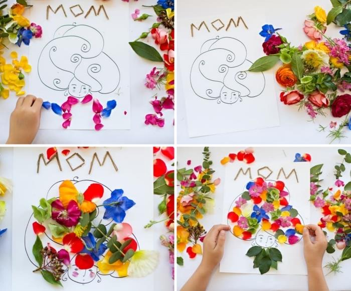 kutilstvo originálne blahoželanie ku dňu matiek darček ručne robená dekorácia lupene kvetov kresba mama