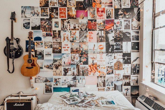 Gitarr på väggen inspirerande fotogalleri, citat på väggen och fotokonst, hur man dekorerar ditt rum, personlig vision bildram