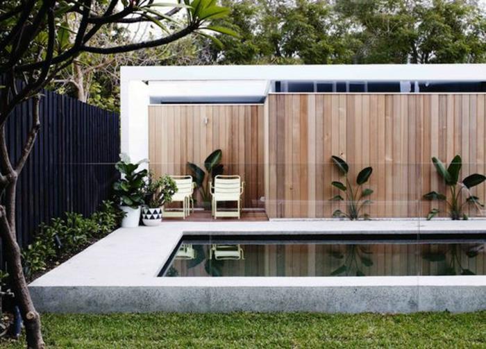 modern pool med rena linjer, betongbassäng