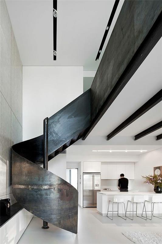 schodisko-loft-a-veľkolepé-oceľové-schodisko-moderné-biele-kuchyňa
