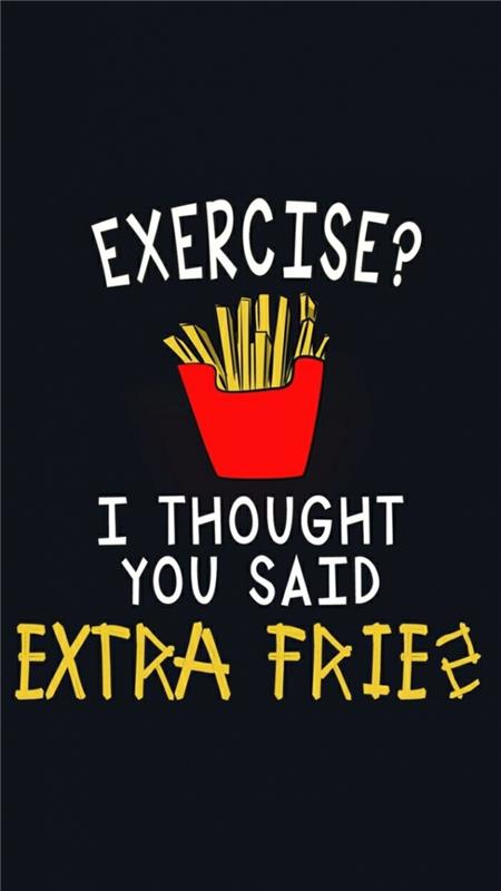 träna i fast du sa extra pommes frites, inspirerande tapeter, pommes frites i en röd låda, svart bakgrund