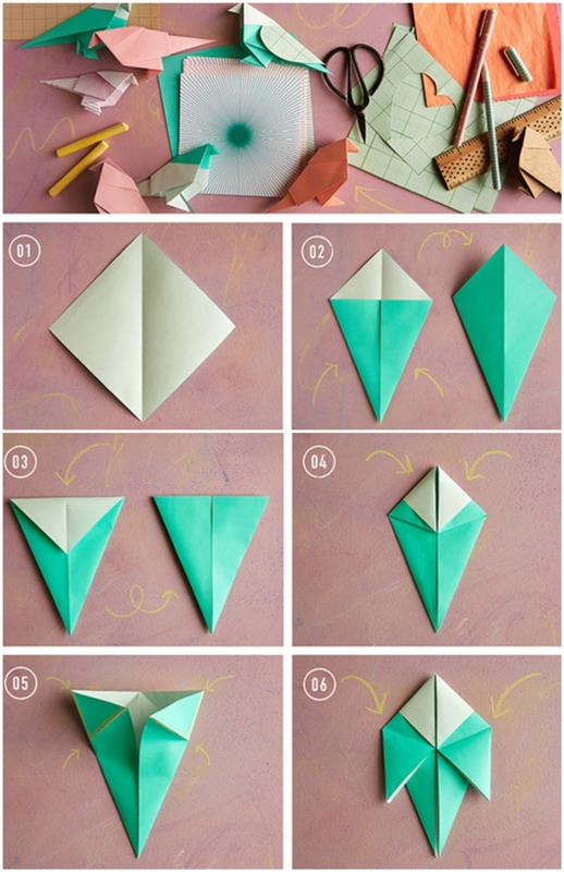 nápad na DIY papier na Valentína, ľahký návod na origami pre vtáky na vytvorenie slávnostnej a romantickej dekorácie