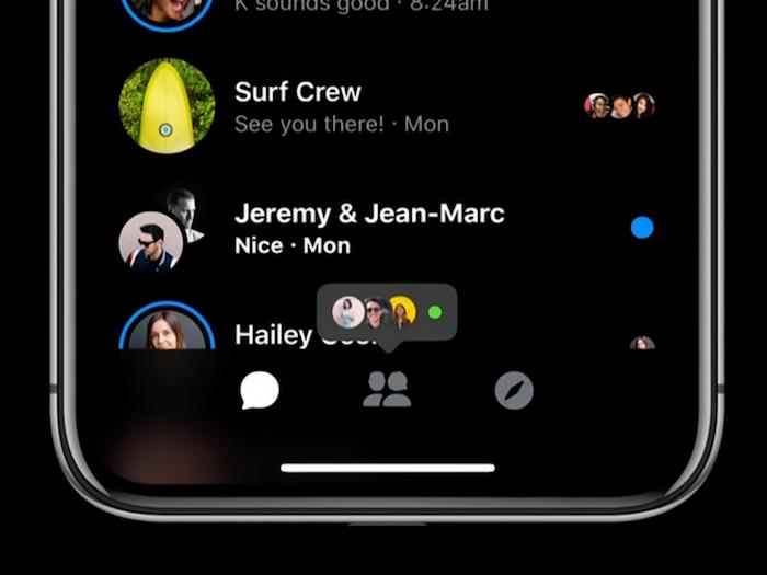 معاينة مظهر التحديث المستقبلي لبرنامج dark messenger مع بيئة عمل أبسط وأقلها مع ثلاثة أزرار في الأسفل