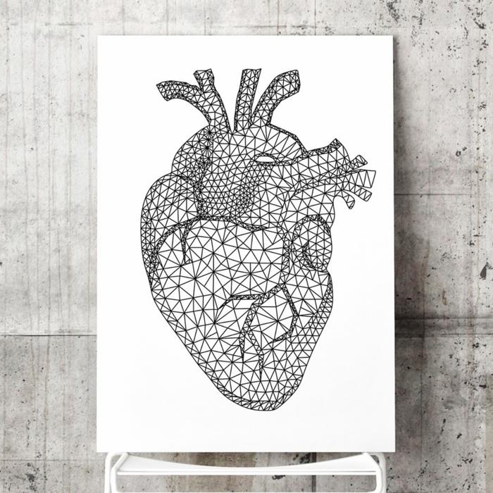 En geometrisk teckning med förklaring cool idé ritning anatomiskt hjärta