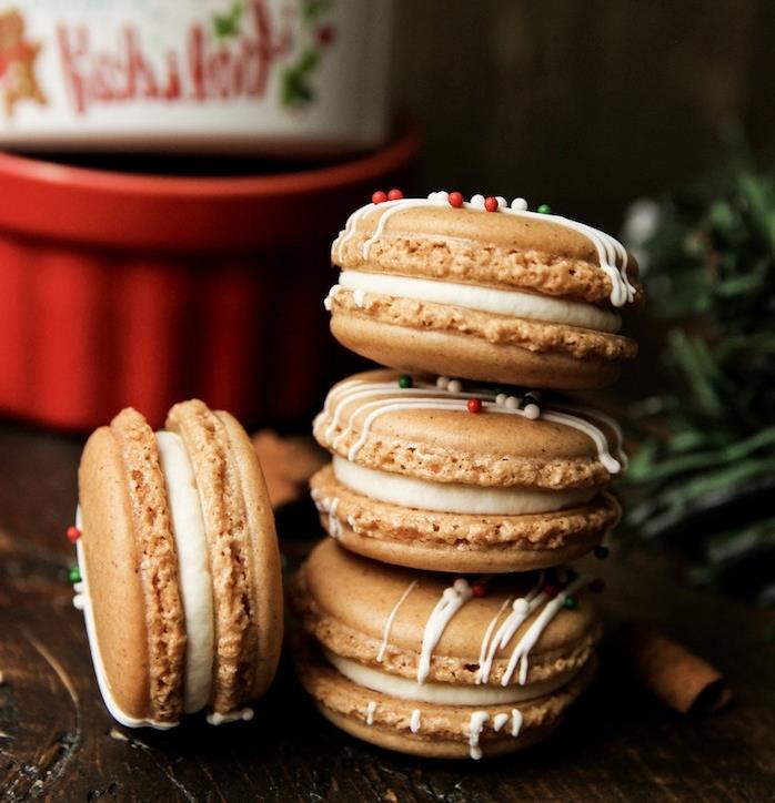 ingefära macarons receptidé med grädde, original juldessert i pepparkakor, julgodis