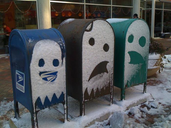 poštové schránky-urobte-snehuliaka-malého-snehuliaka