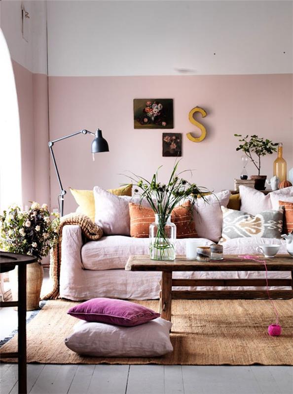 Ružové nápady do obývačky Biele a ružové dekorácie do spálne svetlo ružové nápady do obývačky