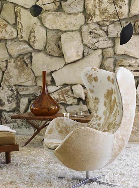 كرسي بيض - ارني - جاكوبسون - كرسي - حجر - طبيعي - تكسية الجدران