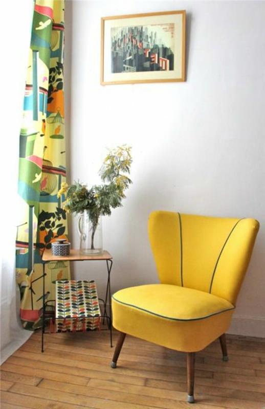 كراسي بذراعين قابلة للتحويل - صغيرة - صفراء - كرسي بذراعين - لغرفة المعيشة - على طراز الشرنقة