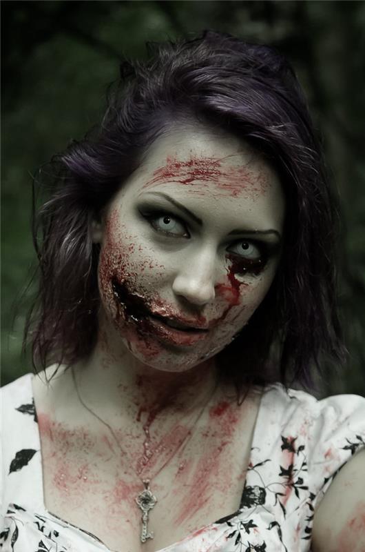 zombie makeup kvinna kostym skräck halloween