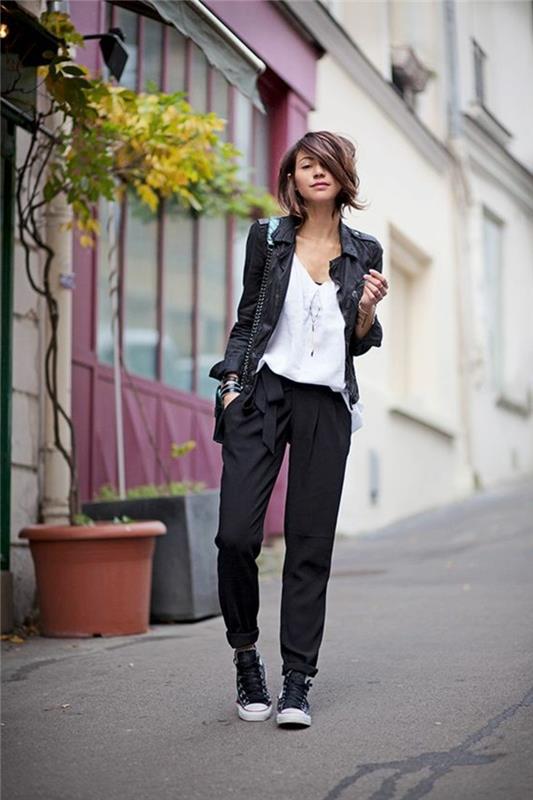 kvinna-moderna-byxor-svart-trender-i-mode-kvinna-byxor-svart-kvinna