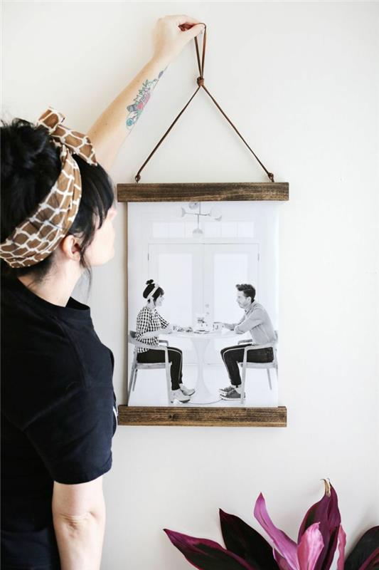 إطار بسيط ذاتي الصنع مع حبل وأرضيات خشبية ، إطار صور حائط ، إطار صور بيلي ميلي ، تخطيط ذكريات العطلة