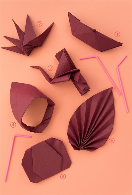 jednoduché techniky skladania origami k narodeninám dieťaťa, model skladania papierových obrúskov na detskú párty