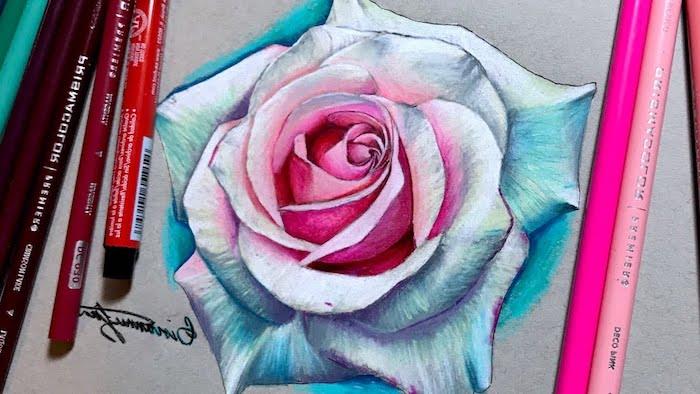 Ruža v perspektíve, najkrajšia kresba na svete, kresba sa dá ľahko reprodukovať po krokoch