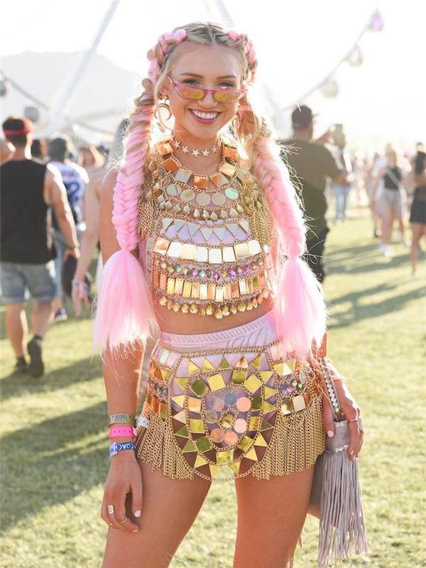 Modern kvinna outfit, coachella festival, flicka karneval kostym, idé för karnevalen i trevligt