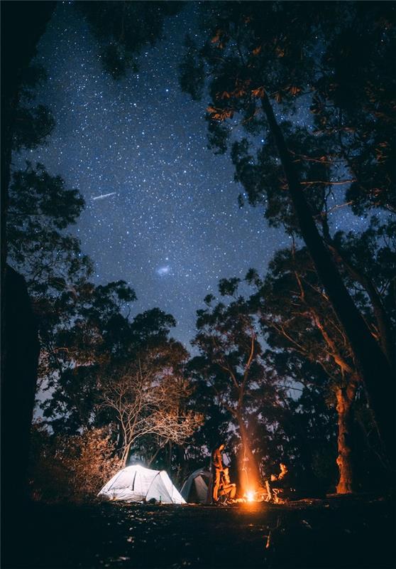 Iphone lås skärm tapet för tjej inspirerande citat tält par eld natt i skogen