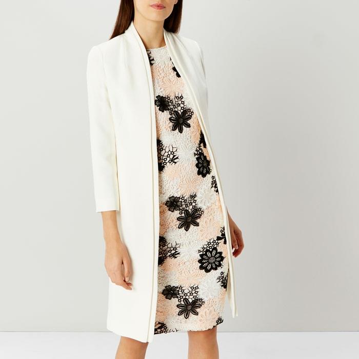 Underbar bröllopscocktailklänning skridskoklänning chic bröllopsklänning vit och rosa spets och svarta blommor