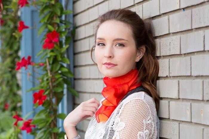 hodvábne šatky s oranžovou veľkosťou