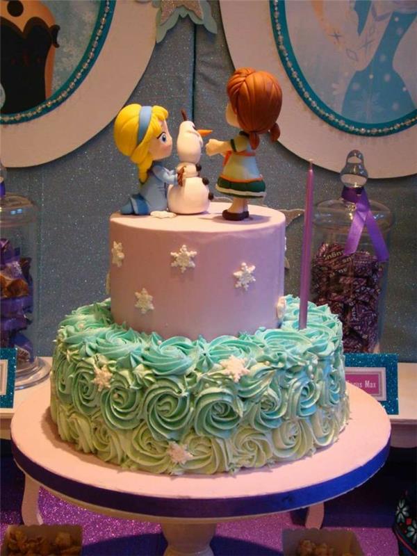 frysta-snö-drottningen-födelsedag-tårta-tjej-tårta-bild-elsa-och-anne-petits