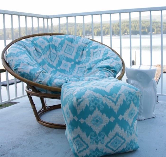 غطاء كرسي قابل للإزالة غطاء كرسي دوار لشخصية ذاتية الصنع باللون الأزرق والأبيض