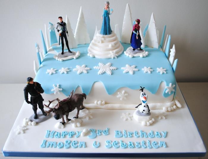 födelsedag-tårta-snö-drottningen-dekoration-idéer-snö-drottning-fondant-tårta