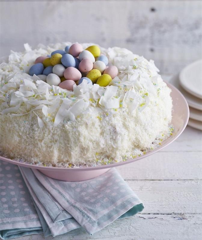hur man dekorerar en original påsktårta i form av ett bo, enkel tårtidé till påsk med vanilj och citron