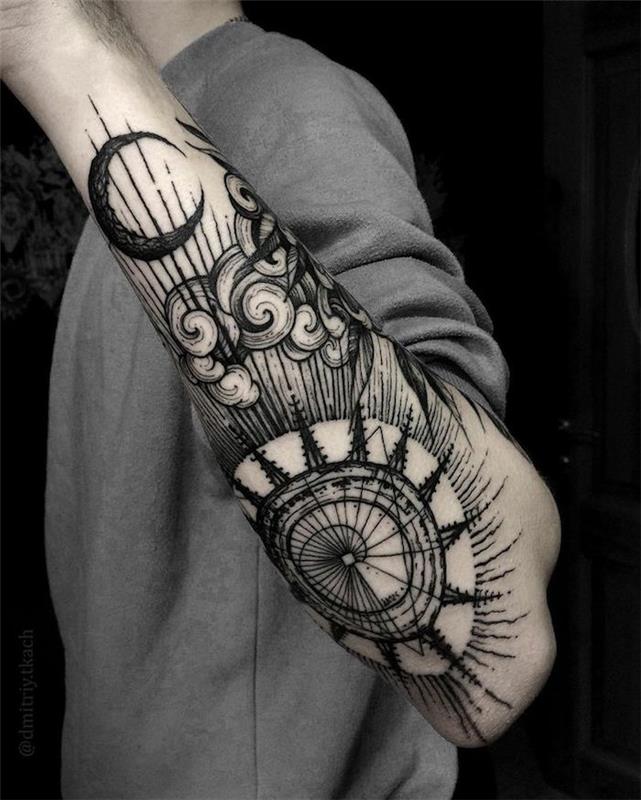 Originálny nápad na tetovanie, tetovanie na zápästie ženy, krásna kresba na výber, originálny tetovací rukáv s geometrickým symbolom