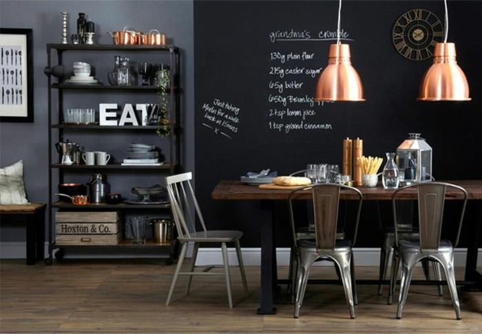 veľká bridlicová nástenná maľba-tabuľa-bridlicová stena-dekorácia-nápad-kuchyňa-jedáleň