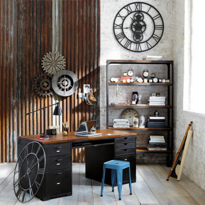 stor väggklocka-retro-industriell inredning
