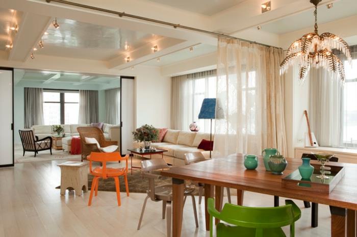 dekorera vardagsrummet, matsalsinredningen, färgglada stolar, soffor i moderna färger