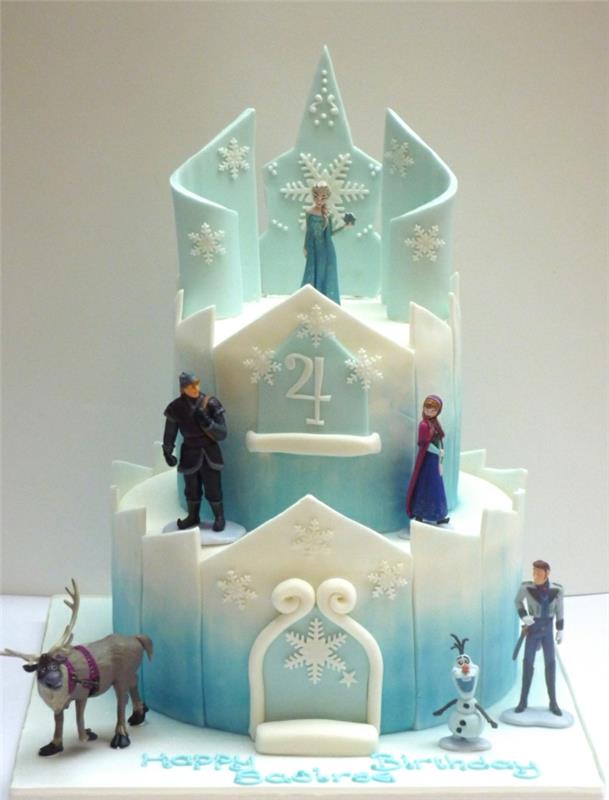 Frozen-cake-photo-on-cake-elsa-and-anna-sugar-deg-figurine-the-castle