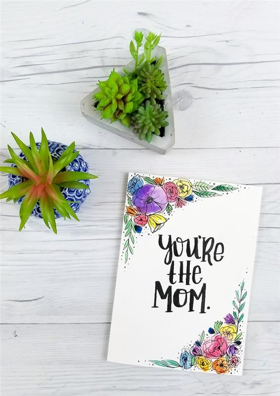 nybörjarguide för akvarell hur man gör ett kort för mors dag två succulenter bredvid
