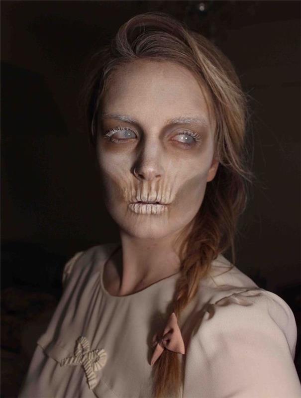 zombie kvinna halloween smink lätt hemlagad