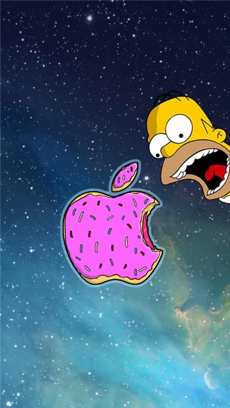 homer simpson, iphone bakgrunder, äppelformad munk, stjärnhimmel