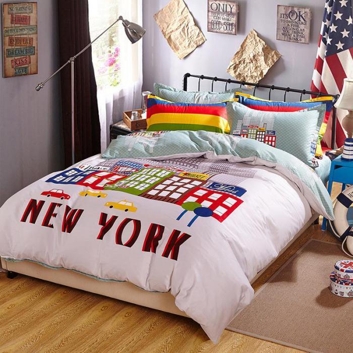 New-york-påslakan-för-tonåring-sovrum-färgade-sänglinne